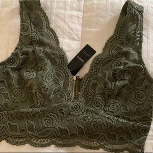 BEBE- Olive/ Army Green Lace Crop Top (Never worn)